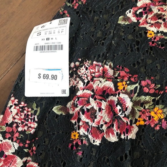 NWT ZARA FLORAL PRINT GUIPURE LACE SKIRT - Picture 5 of 9